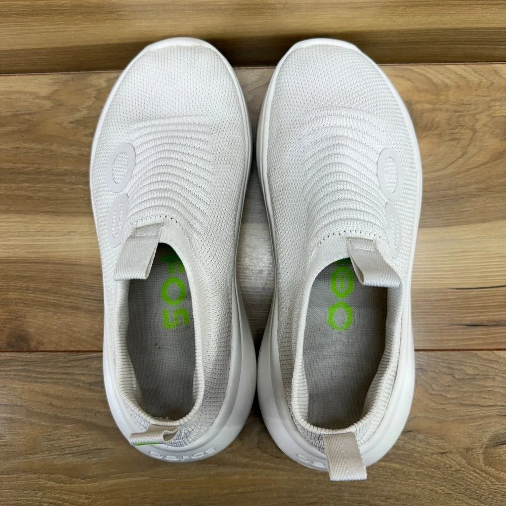 Oofos Oomy Zen Slip On Shoes Womens 8 EU 39 Chalk White Knit Recovery Sneakers